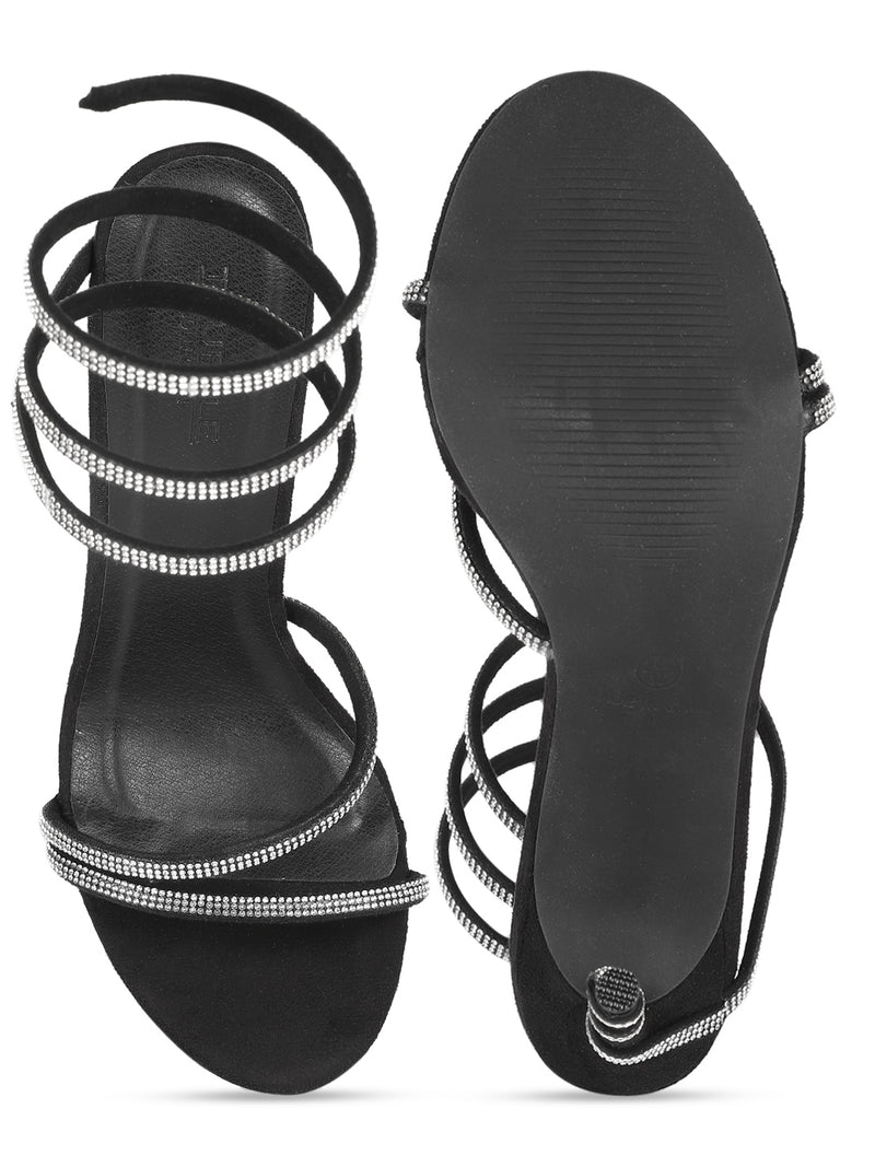 Black Suede Stiletto Sandals (TC-TB3-BLK)