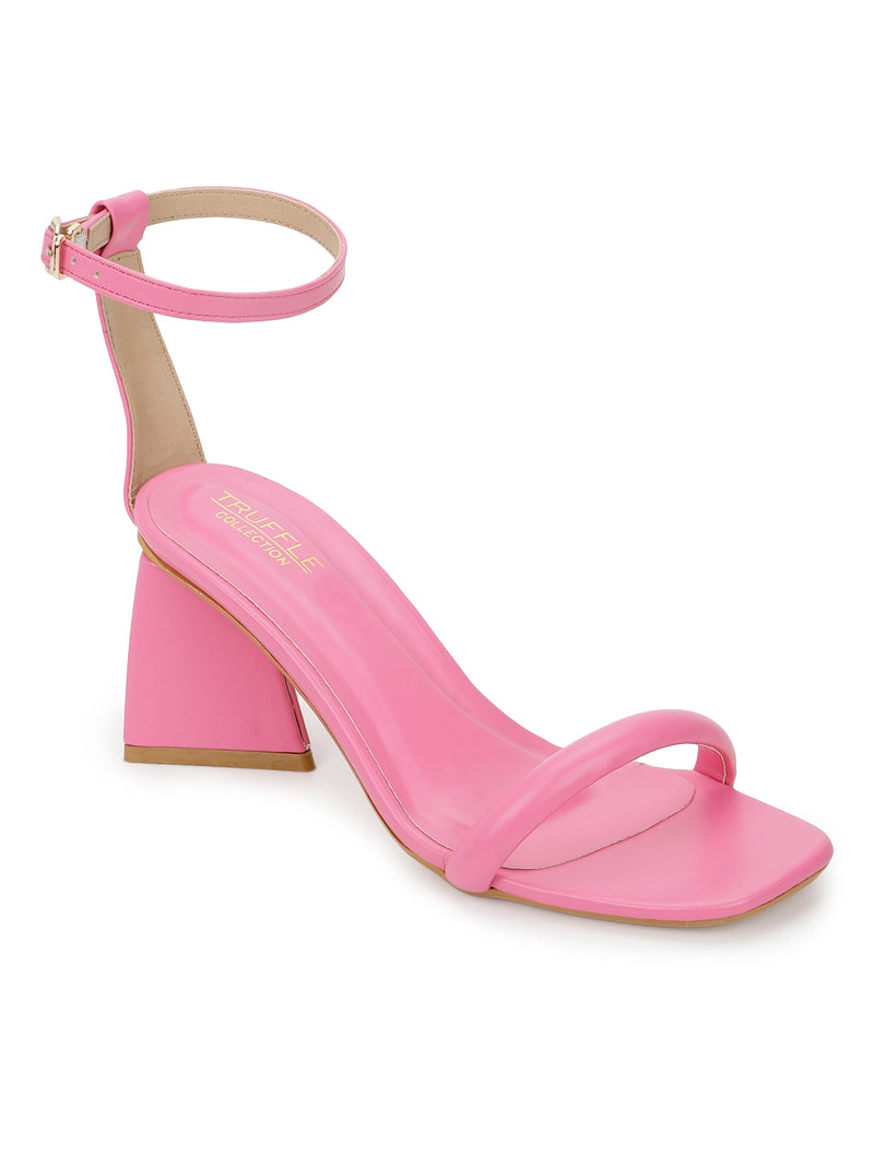 Fuschia PU Strappy Block Sandals (TC-SLC-CR021-FUS)
