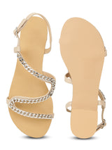 Nude Chain Strap Slip-On Flats