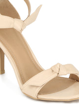 Nude Bow Ankle Strap Stiletto Heels