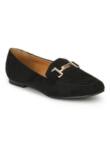 Black Micro Loafer Belly Flats