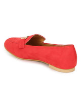 Red Micro Loafer Belly Flats
