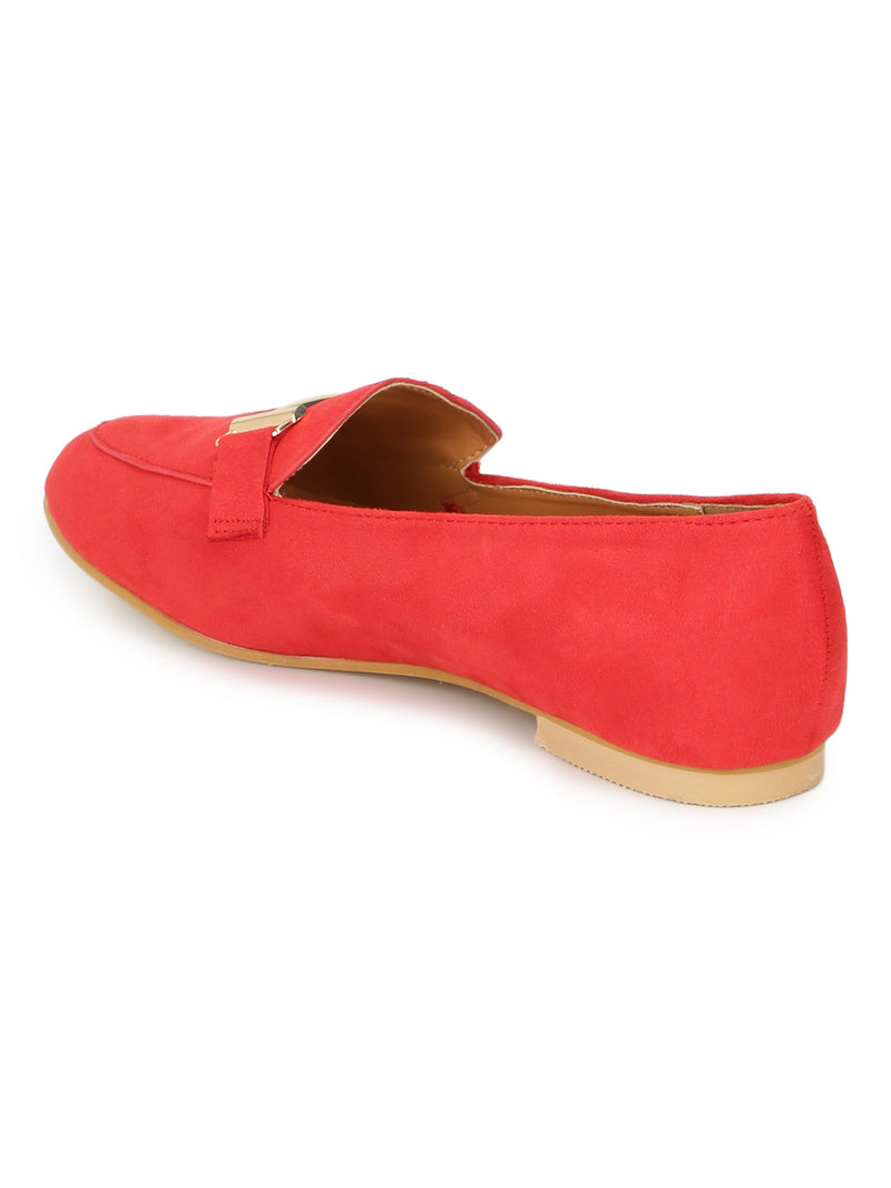 Red Micro Loafer Belly Flats