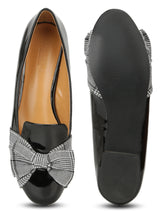 Black Patent Check Bow Belly Flats