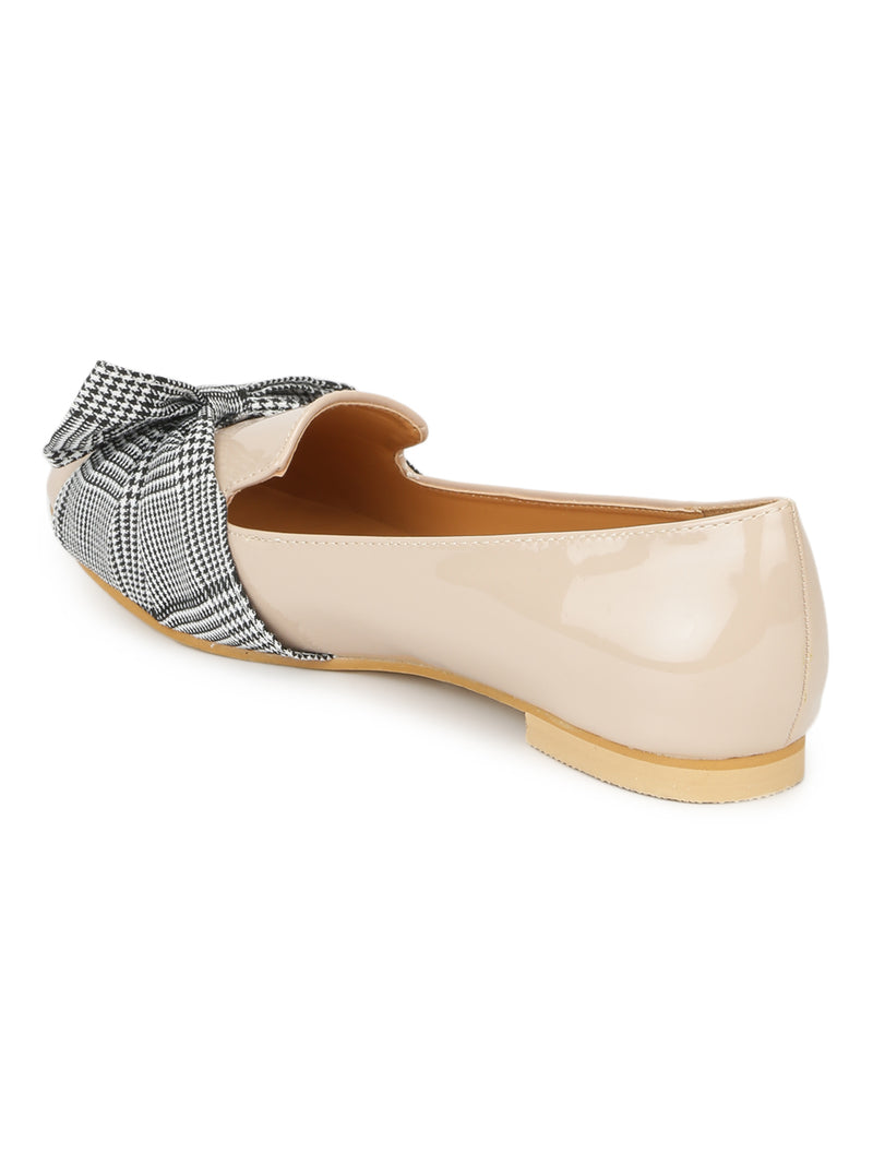 Nude Patent Check Bow Belly Flats