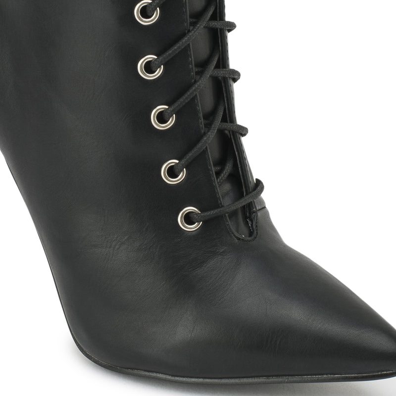 Black Synthetic Stiletto Lace Up Ankle Boots