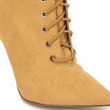 Mustard Stiletto Lace Up Ankle Boots