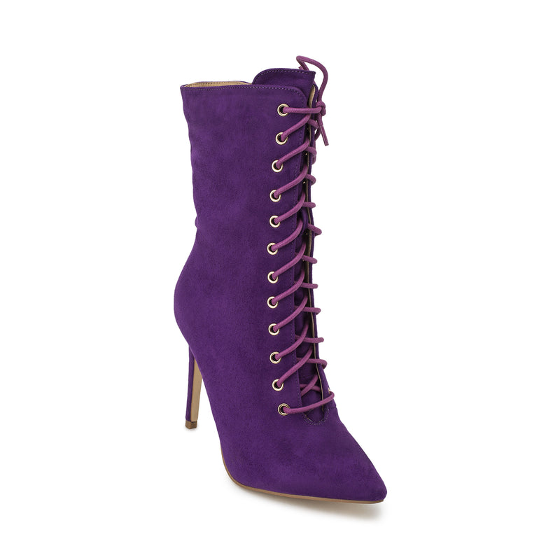 Purple Stiletto Lace Up Ankle Boots