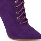 Purple Stiletto Lace Up Ankle Boots