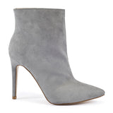 Grey Stilleto Pointed Toe Ankle Boots