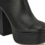 Black Synthetic Block Heel Platfrom Ankle Boot