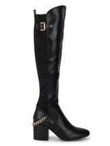 Black Pu Chained Long Boots