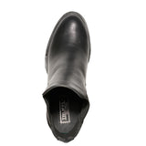 Black Synthetic Suede Block Heel Chunky Elastic Boot