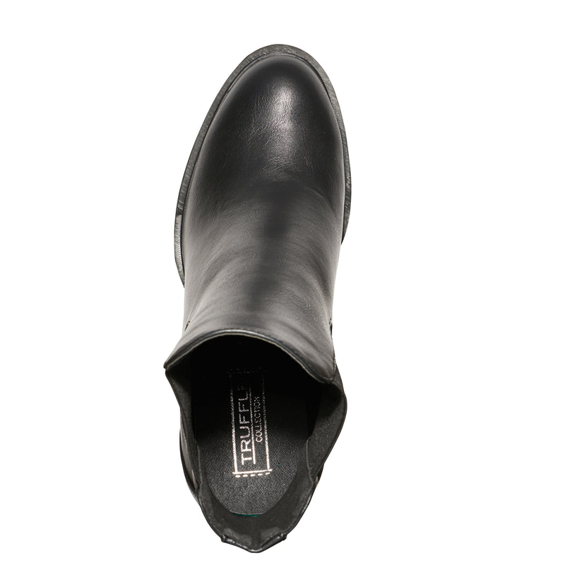 Black Synthetic Suede Block Heel Chunky Elastic Boot