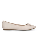Nude PU Thin Bow Belly Flats