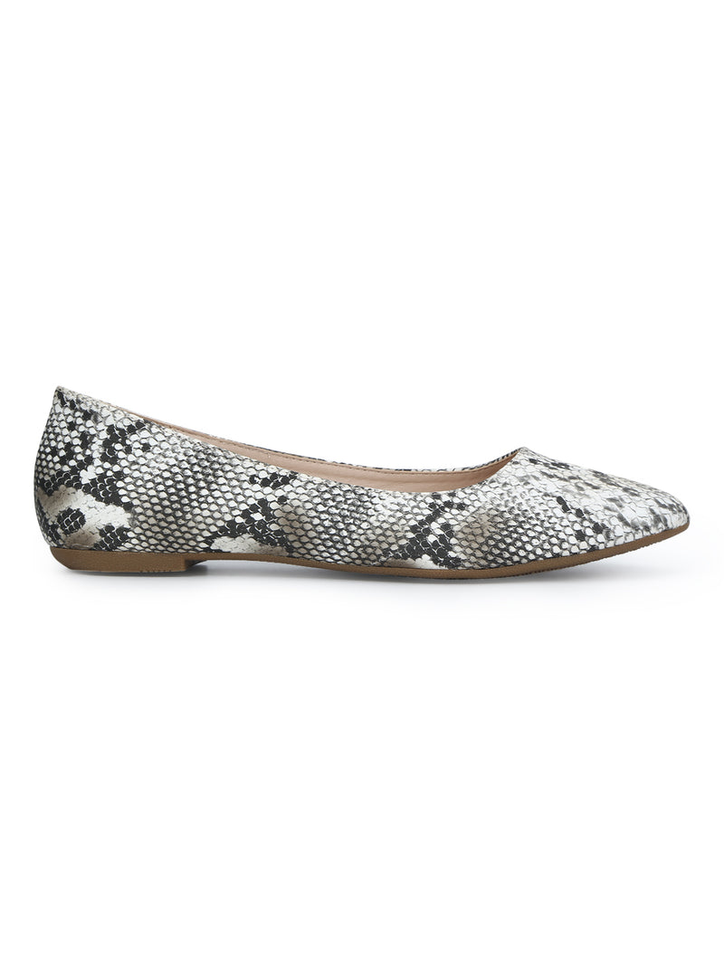 Snake PU Thin Bow Belly Flats