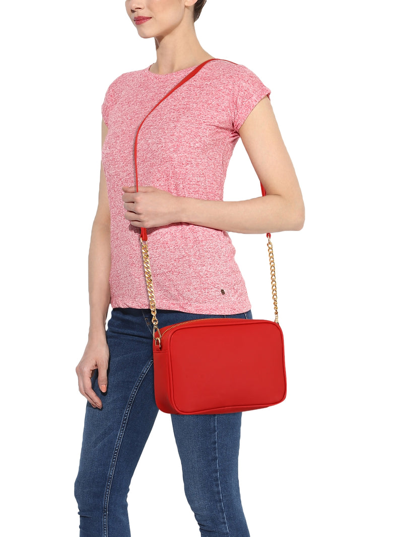 Red PU Small Side Sling Bag