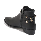 Black Synthetic Stud Detail Ankle Boot