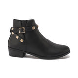 Black Synthetic Stud Detail Ankle Boot