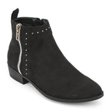 Black Suede Zip Up Stud Ankle Boots