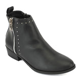 Black Synthetic Zip Up Stud Ankle Boots