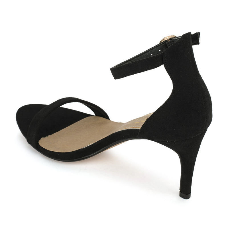 Black Barely There Low Heel Sandals
