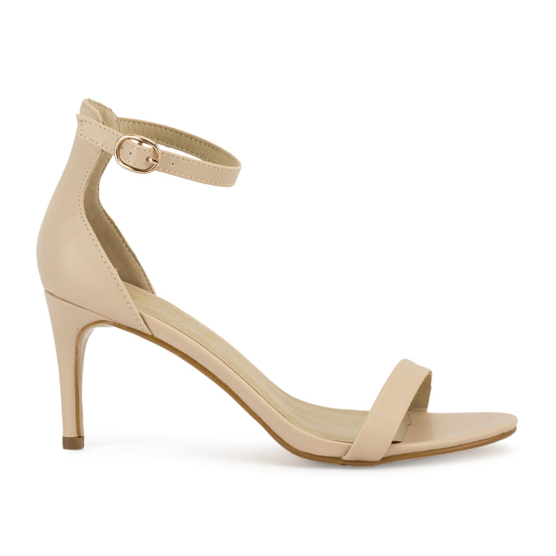 Nude Barely There Low Heel Sandals