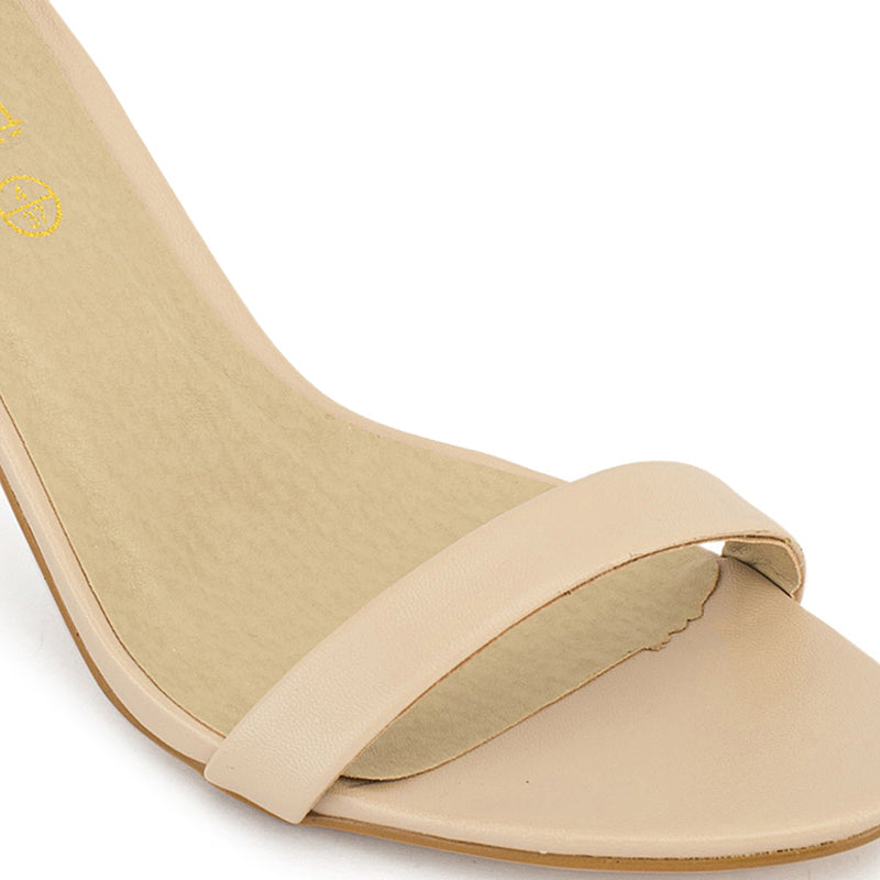 Nude Barely There Low Heel Sandals