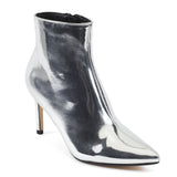 Silver Stiletto Low Heel Ankle Boots