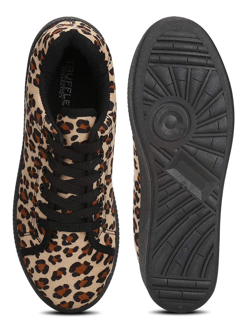 Leopard Canvas Lace-Up Sneakers