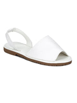 White PU Back Sling Open Toe Slip-On Sandals