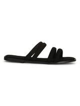 Black Micro Strap Slip-On Flats