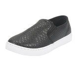 Black Croc Pu Flat Shoes