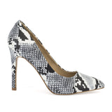 Grey Snake Pointed Court Shoes