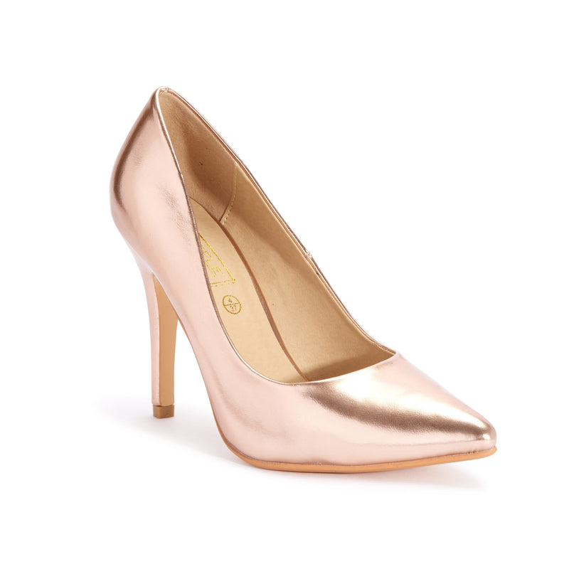 Rose Gold Stiletto Heel Court Shoes