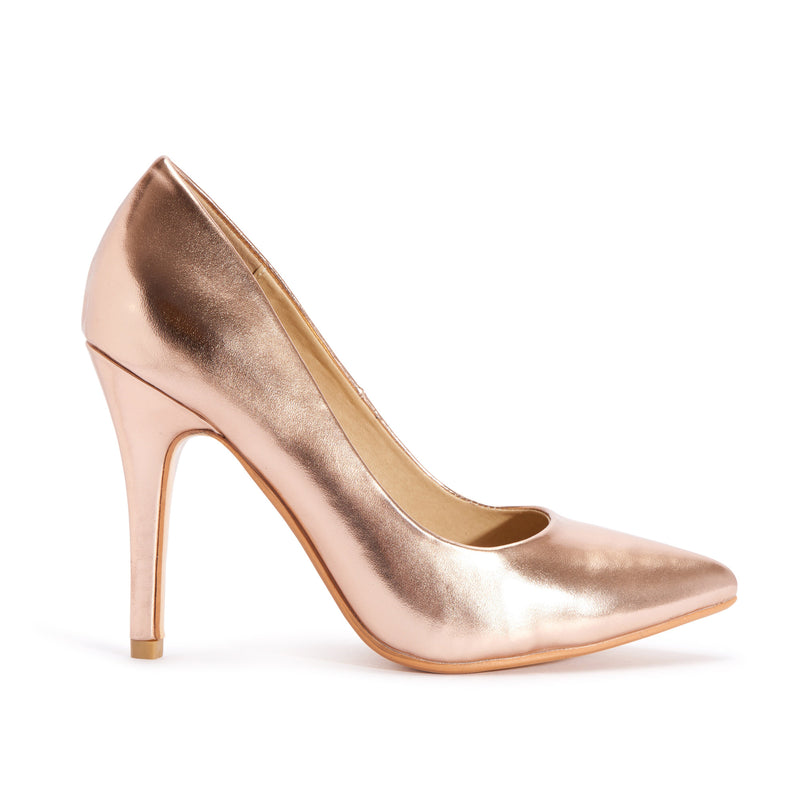 Rose Gold Stiletto Heel Court Shoes