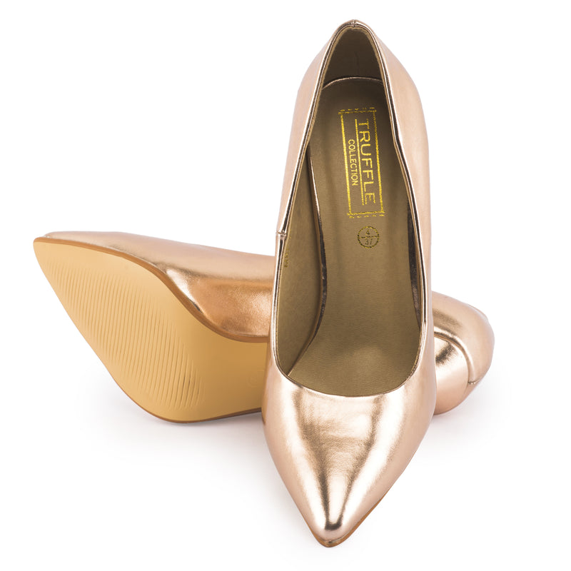 Rose Gold Stiletto Heel Court Shoes