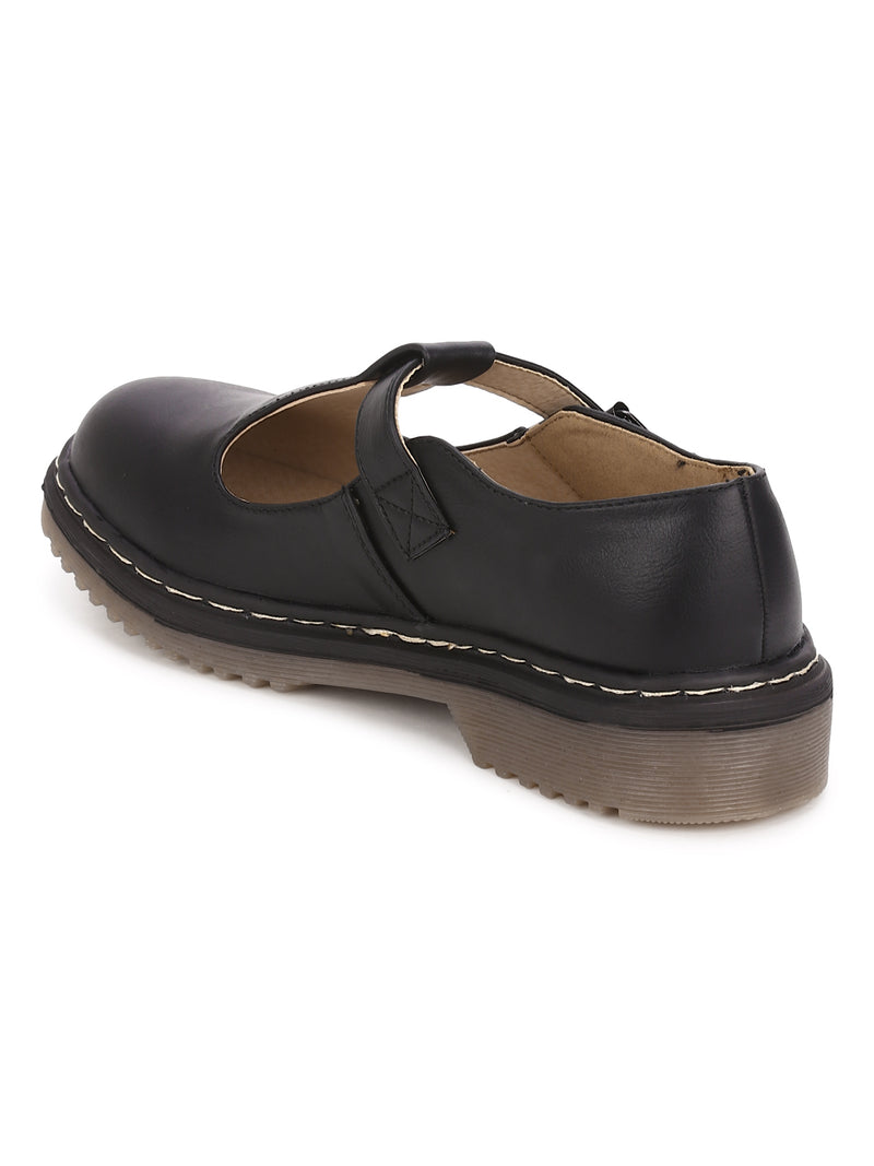 Black PU Buckle Slip-on Sandals