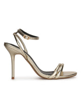 Light Gold Double Strap Barely There Stiletto Heels