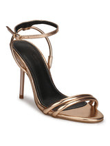 Rose Gold Metallic Double Strap Barely There Stiletto Heels