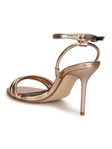 Rose Gold Metallic Double Strap Barely There Stiletto Heels