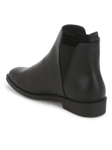 Black PU Low Shaft Ankle Boots