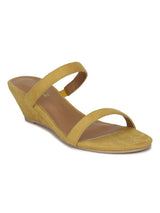 Mustard Yellow Suede Mules With Slim Straps
