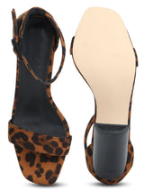Leopard Ankle Strap Slim Block Heels