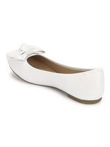 White PU Big Bow Belly Flats