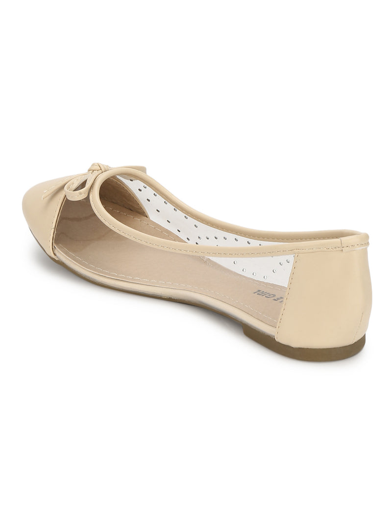 Nude PU Perspex Clear Belly Flats