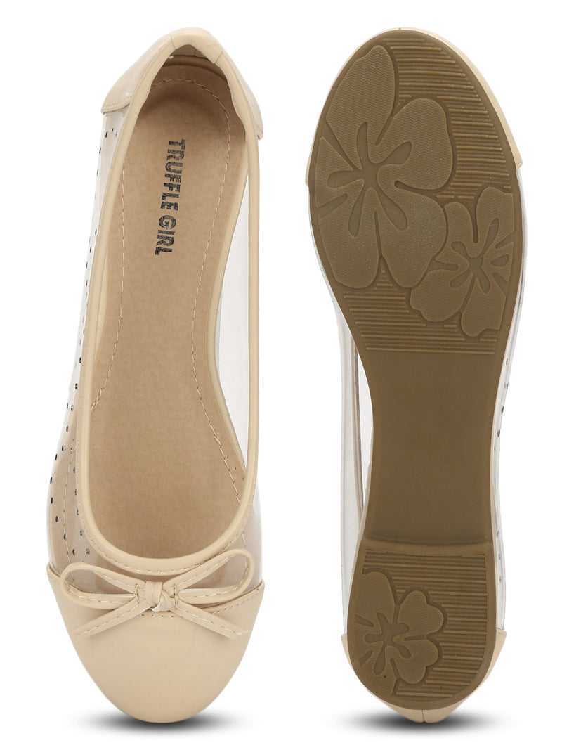 Nude PU Perspex Clear Belly Flats
