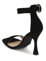 Black Micro Buckled High Heel Sandals