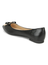 Black PU Small Bow Belly Flats
