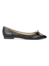 Black PU Small Bow Belly Flats